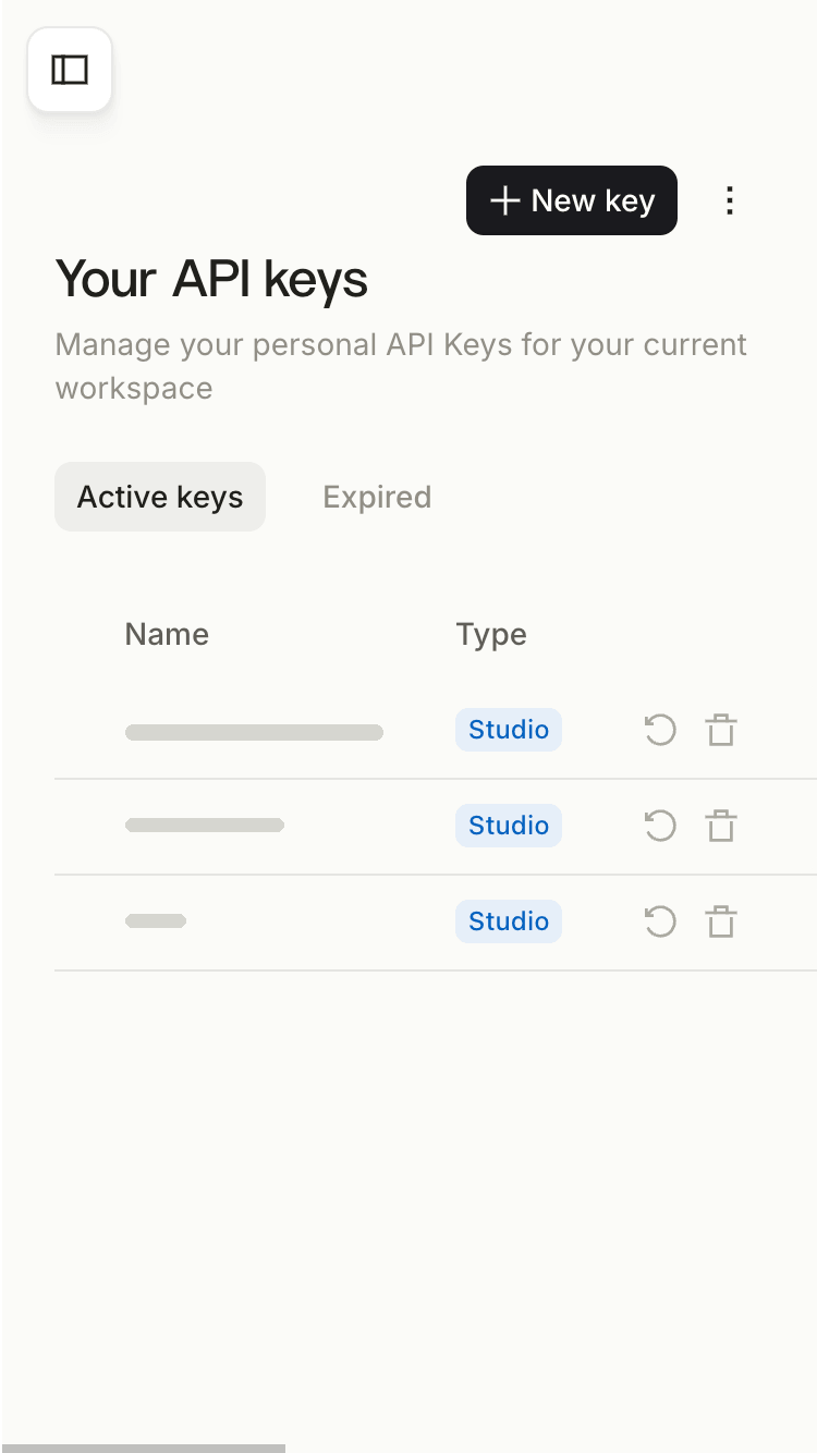 Open API keys